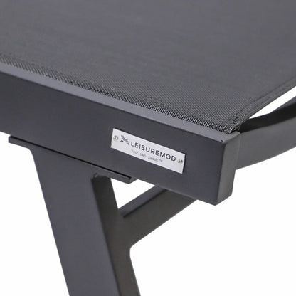 Marlin Patio Chaise Lounge Chair with Armrests in Black Aluminum Frame, Set of 2 - Elax Furniture