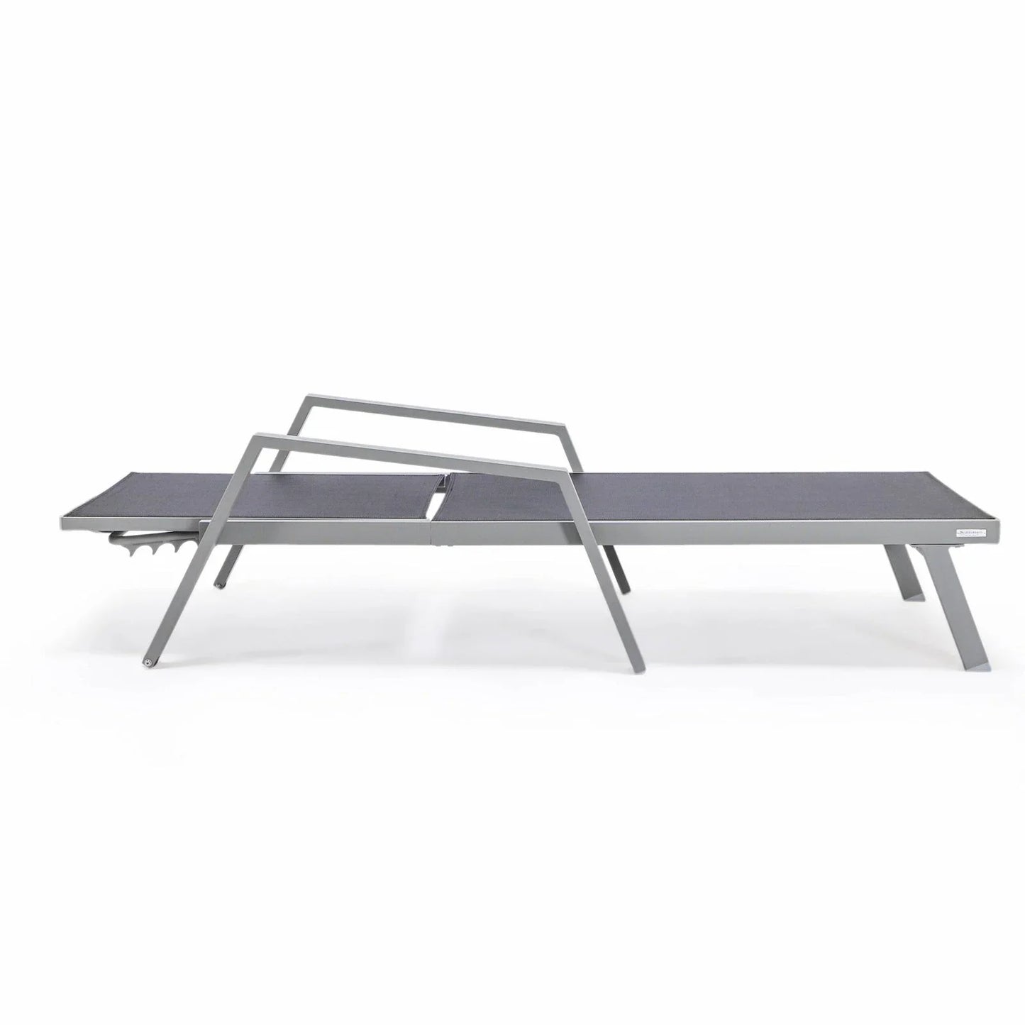 Marlin Patio Chaise Lounge Chair with Armrests in Grey Aluminum Frame, Set of 2 - Elax Furniture