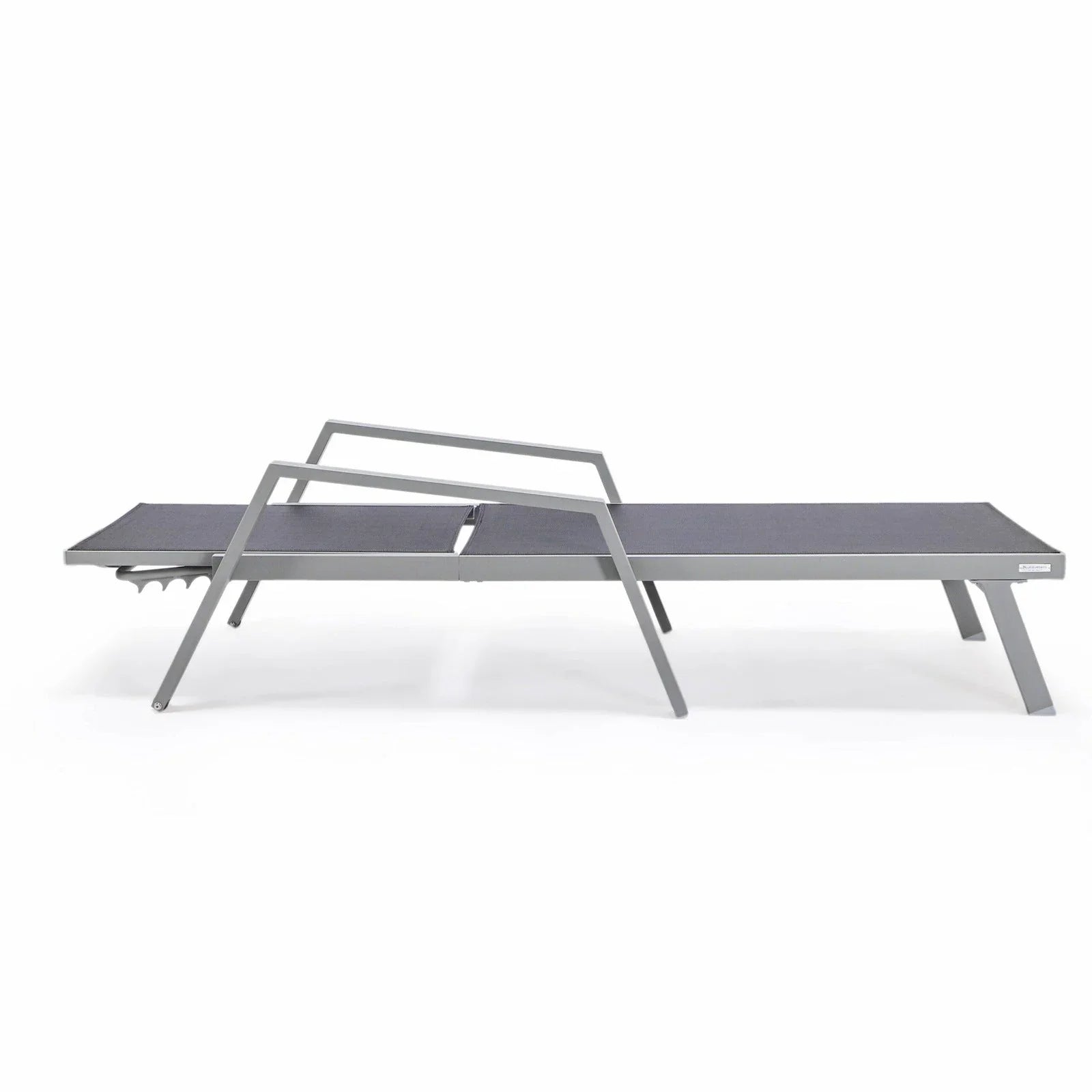 Marlin Patio Chaise Lounge Chair with Armrests in Grey Aluminum Frame, Set of 2 - Elax Furniture