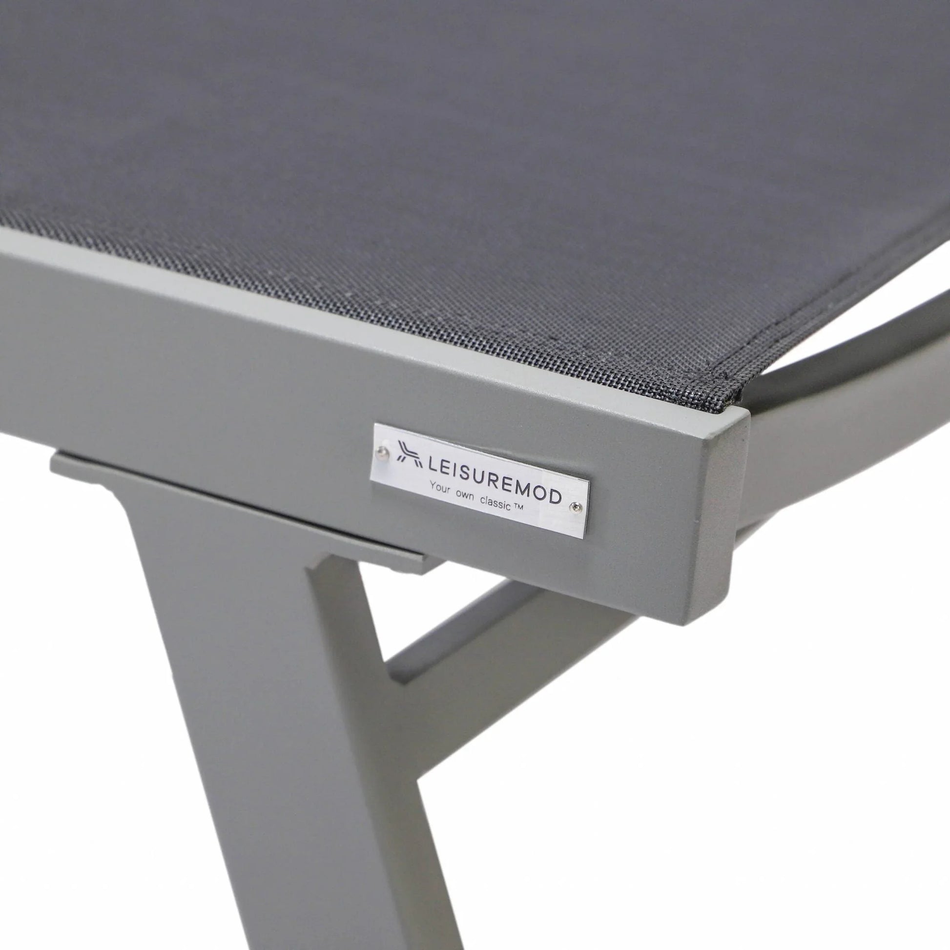 Marlin Patio Chaise Lounge Chair with Armrests in Grey Aluminum Frame, Set of 2 - Elax Furniture