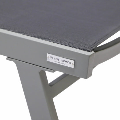 Marlin Patio Chaise Lounge Chair with Armrests in Grey Aluminum Frame, Set of 2 - Elax Furniture