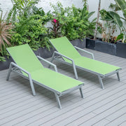 Marlin Patio Chaise Lounge Chair with Armrests in Grey Aluminum Frame, Set of 2 - Elax Furniture