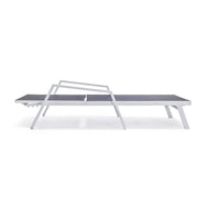 Marlin Patio Chaise Lounge Chair with Armrests in White Aluminum Frame, Set of 2 - Elax Furniture