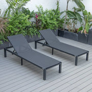 Marlin Patio Chaise Lounge Chair with Black Aluminum Frame, Set of 2 - Elax Furniture