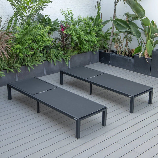 Marlin Patio Chaise Lounge Chair with Black Aluminum Frame, Set of 2
