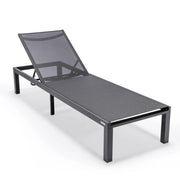 Marlin Modern Black Aluminum Outdoor Chaise Lounge Chair With Square Fire Pit Side Table Set of 2 - Elax Furniture
