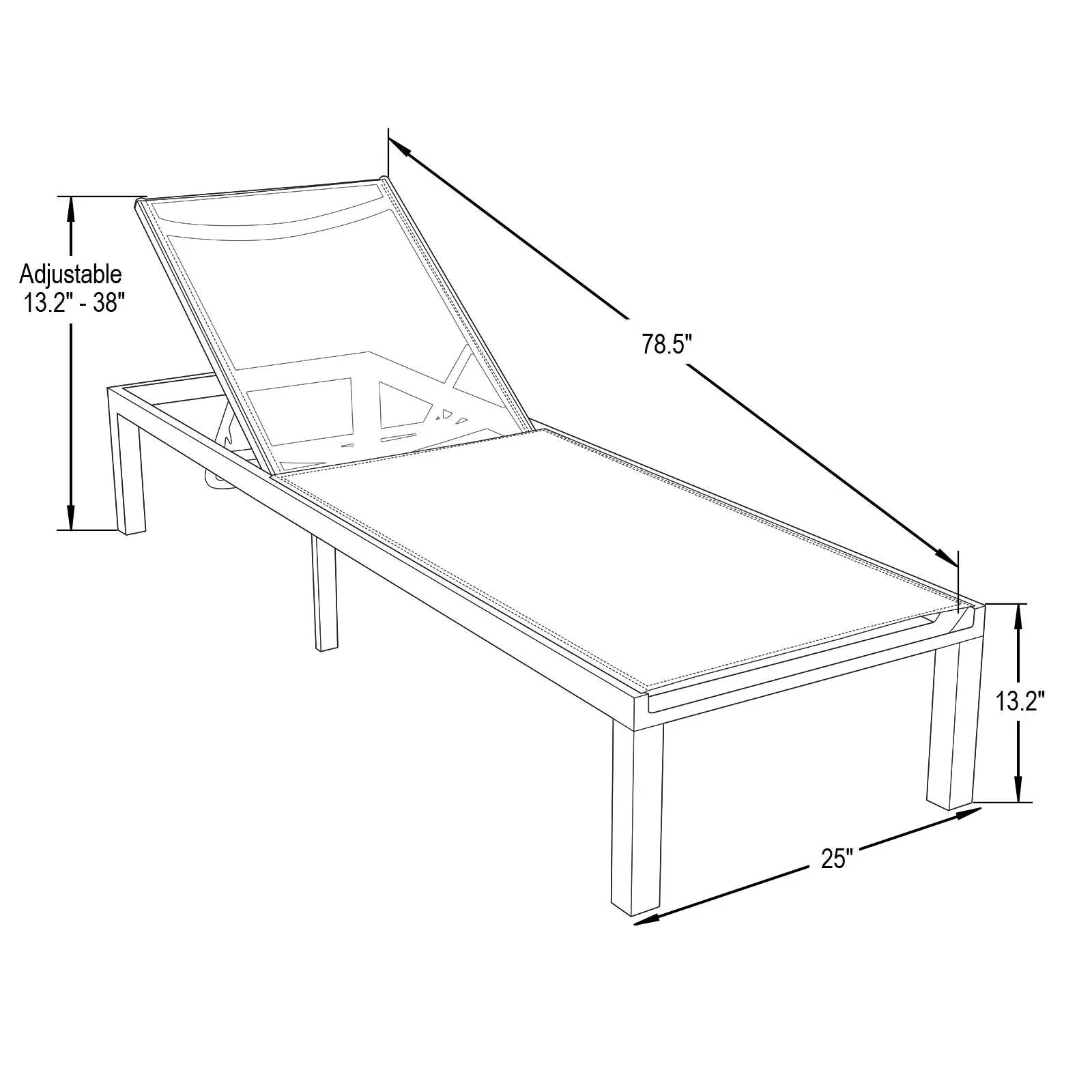 Marlin Patio Chaise Lounge Chair with White Aluminum Frame, Set of 2 - Elax Furniture