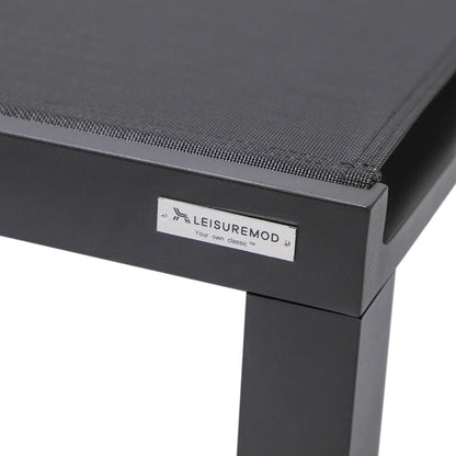 Marlin Modern Black Aluminum Outdoor Chaise Lounge Chair With Square Fire Pit Side Table Set of 2 - Elax Furniture