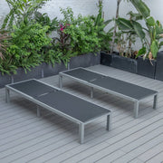 Marlin Patio Chaise Lounge Chair with Grey Aluminum Frame, Set of 2 - Elax Furniture