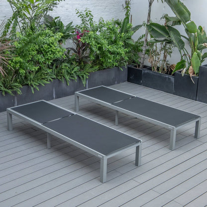 Marlin Patio Chaise Lounge Chair with Grey Aluminum Frame, Set of 2 - Elax Furniture