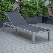 Marlin Modern Gray Aluminum Outdoor Chaise Lounge Chair With Square Fire Pit Side Table Set of 2 - Elax Furniture