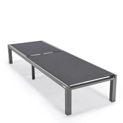 Marlin Modern Gray Aluminum Outdoor Chaise Lounge Chair With Square Fire Pit Side Table Set of 2 - Elax Furniture
