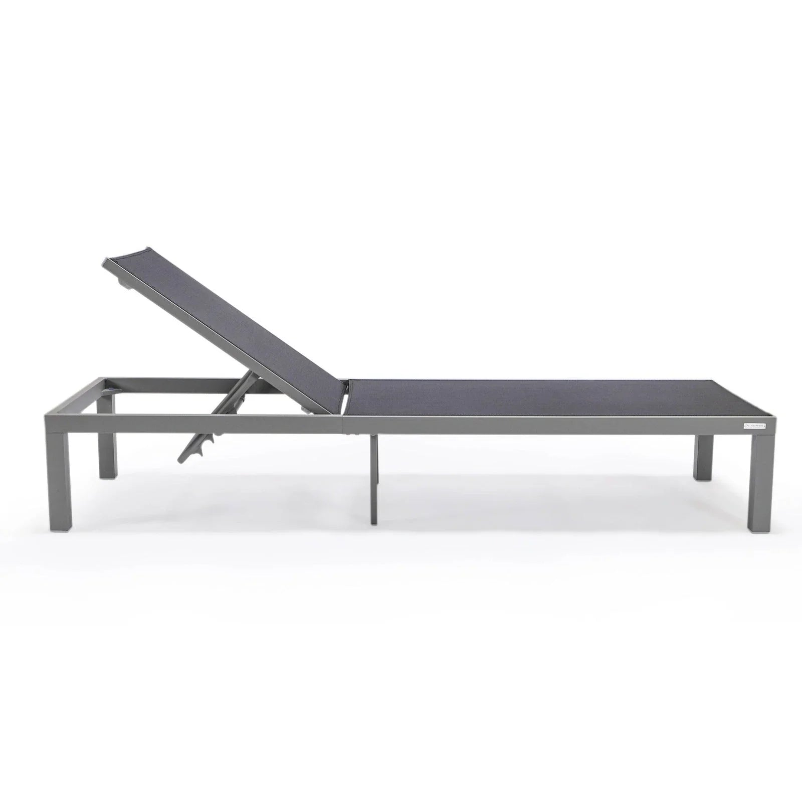 Marlin Patio Chaise Lounge Chair with Grey Aluminum Frame, Set of 2 - Elax Furniture