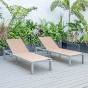 Marlin Patio Chaise Lounge Chair with Grey Aluminum Frame, Set of 2 - Elax Furniture