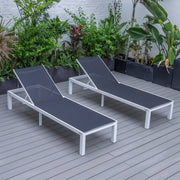 Marlin Patio Chaise Lounge Chair with White Aluminum Frame, Set of 2 - Elax Furniture
