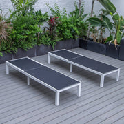 Marlin Patio Chaise Lounge Chair with White Aluminum Frame, Set of 2 - Elax Furniture