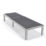 Marlin Modern White Aluminum Outdoor Chaise Lounge Chair With Square Fire Pit Side Table Set of 2 - Elax Furniture