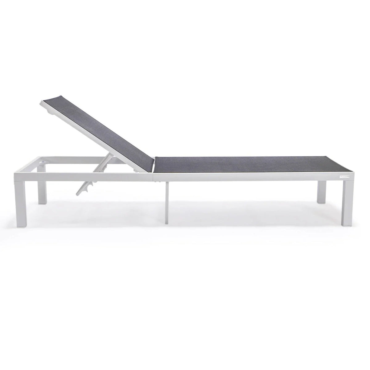 Marlin Modern White Aluminum Outdoor Chaise Lounge Chair With Square Fire Pit Side Table Set of 2 - Elax Furniture