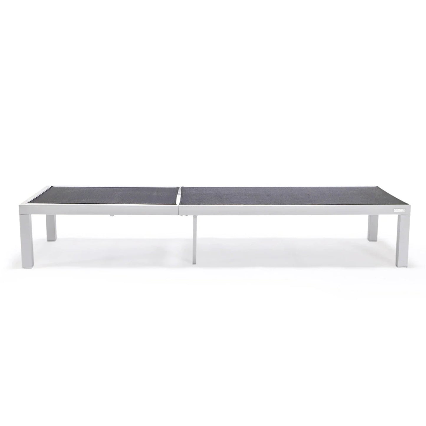 Marlin Modern White Aluminum Outdoor Chaise Lounge Chair With Square Fire Pit Side Table Set of 2 - Elax Furniture