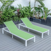 Marlin Patio Chaise Lounge Chair with White Aluminum Frame, Set of 2 - Elax Furniture