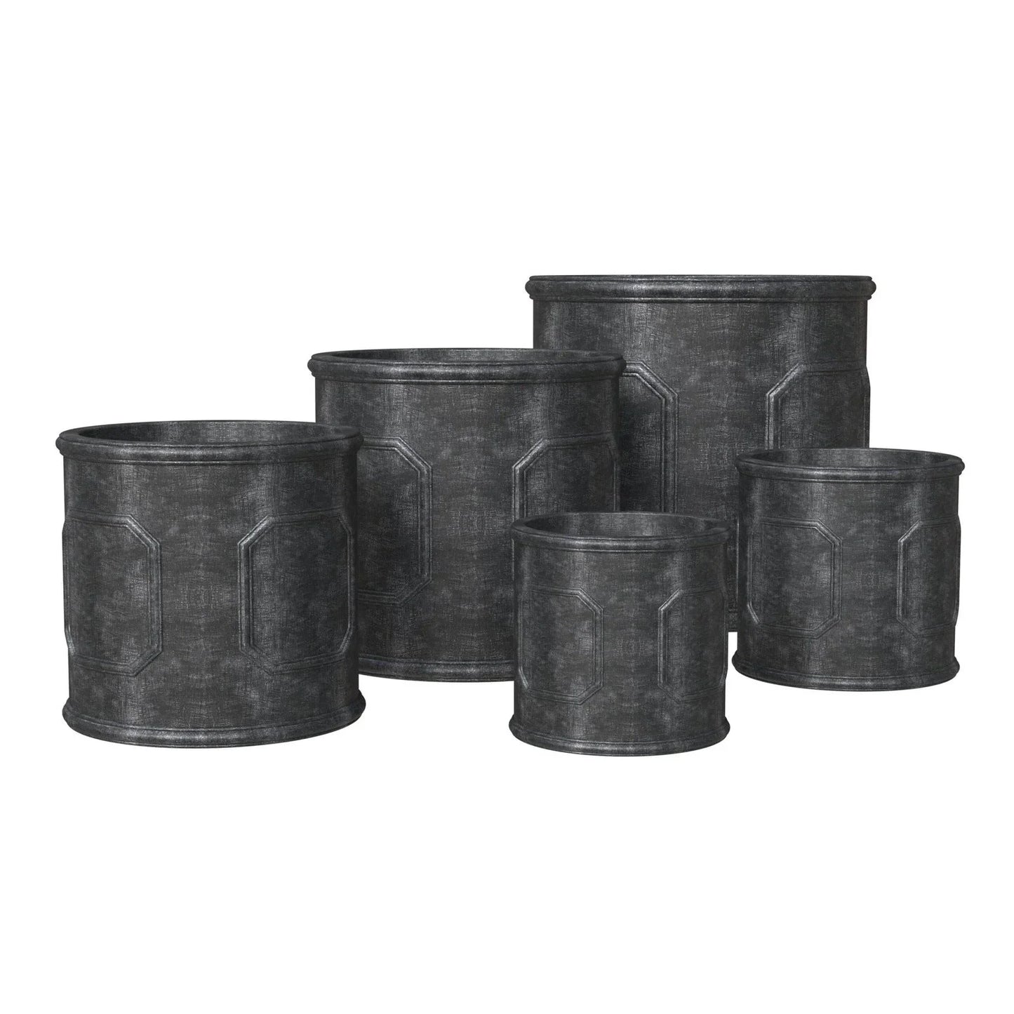 Meadow 5-Piece Fiberstone and MGO Clay Planter Set, Mid-Century Modern Round Planter Pot for Indoor and Outdoor - Elax Furniture