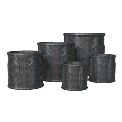 Meadow 5-Piece Fiberstone and MGO Clay Planter Set, Mid-Century Modern Round Planter Pot for Indoor and Outdoor - Elax Furniture