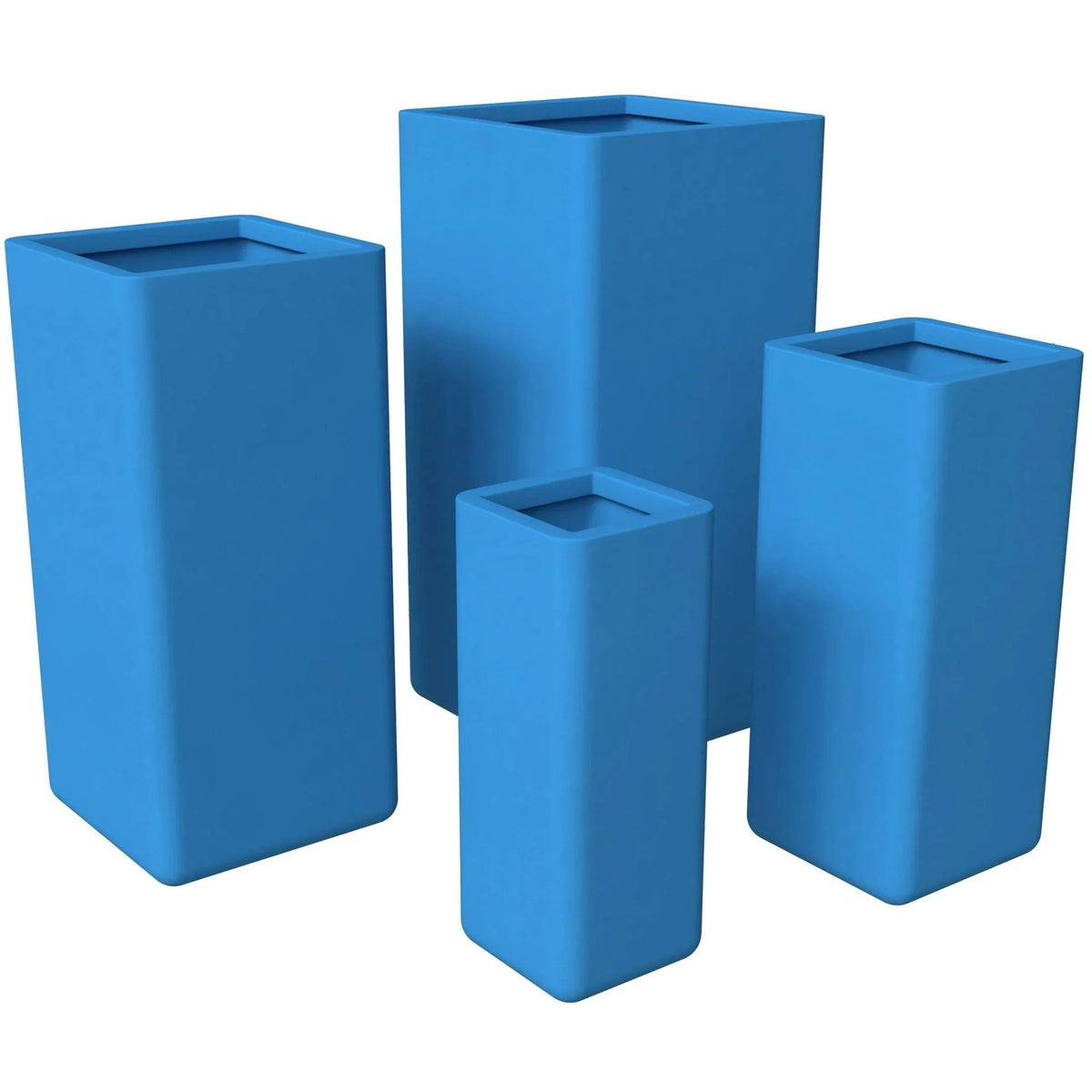 Marquee 4-Piece Fiberstone and MGO Clay Planter Set, Mid-Century Modern Square Planter Pot for Indoor and Outdoor Home - Elax Furniture