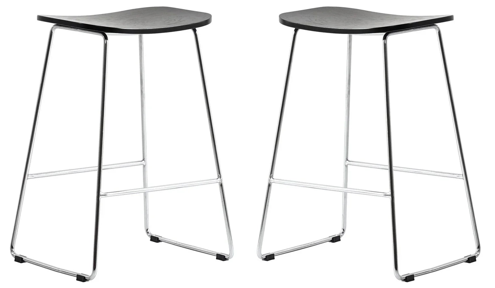 Melrose Modern Wood Counter Stool With Chrome Frame Set of 2 - Elax Furniture