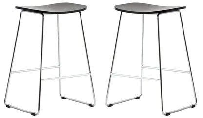 Melrose Modern Wood Counter Stool With Chrome Frame Set of 2 - Elax Furniture