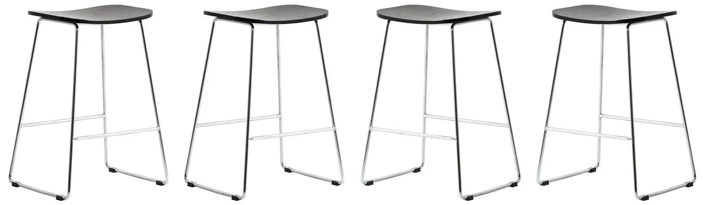 Melrose Modern Wood Counter Stool With Chrome Frame Set of 4 - Elax Furniture