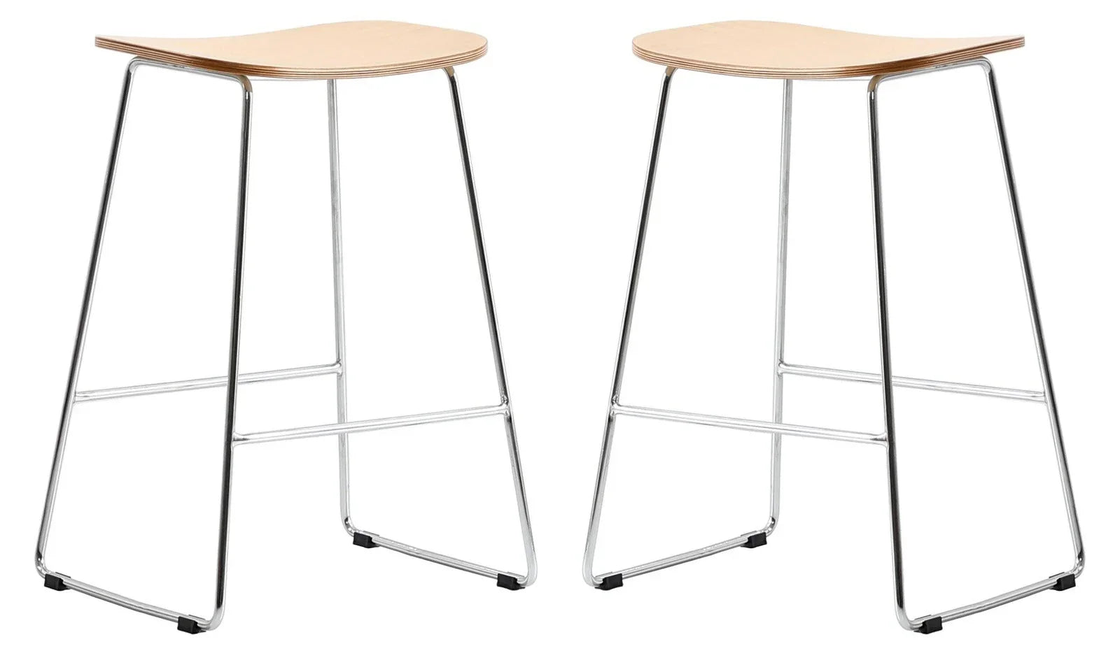 Melrose Modern Wood Counter Stool With Chrome Frame Set of 2 - Elax Furniture