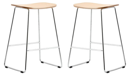Melrose Modern Wood Counter Stool With Chrome Frame Set of 2 - Elax Furniture