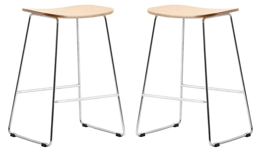 Melrose Modern Wood Counter Stool With Chrome Frame Set of 2 - Elax Furniture
