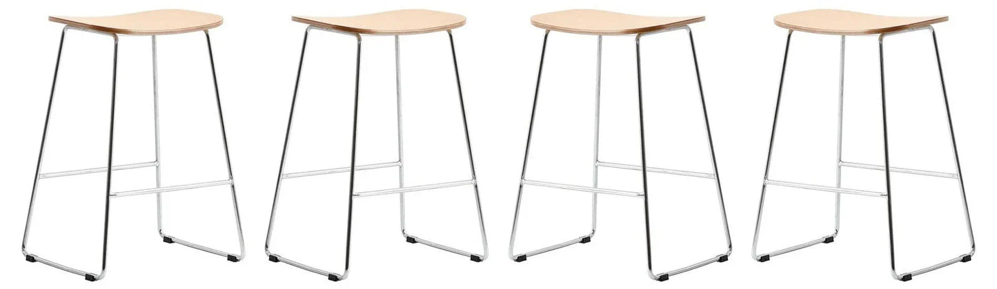 Melrose Modern Wood Counter Stool With Chrome Frame Set of 4 - Elax Furniture