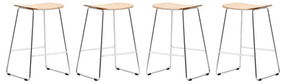 Melrose Modern Wood Counter Stool With Chrome Frame Set of 4 - Elax Furniture