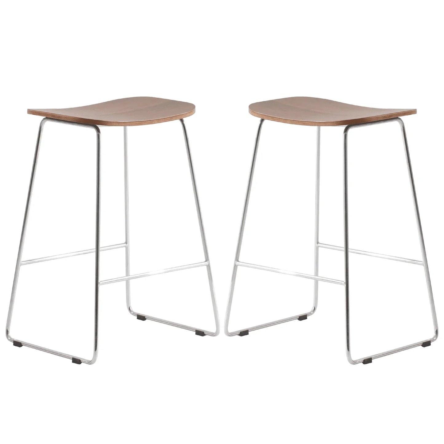 Melrose Modern Wood Counter Stool With Chrome Frame Set of 2 - Elax Furniture