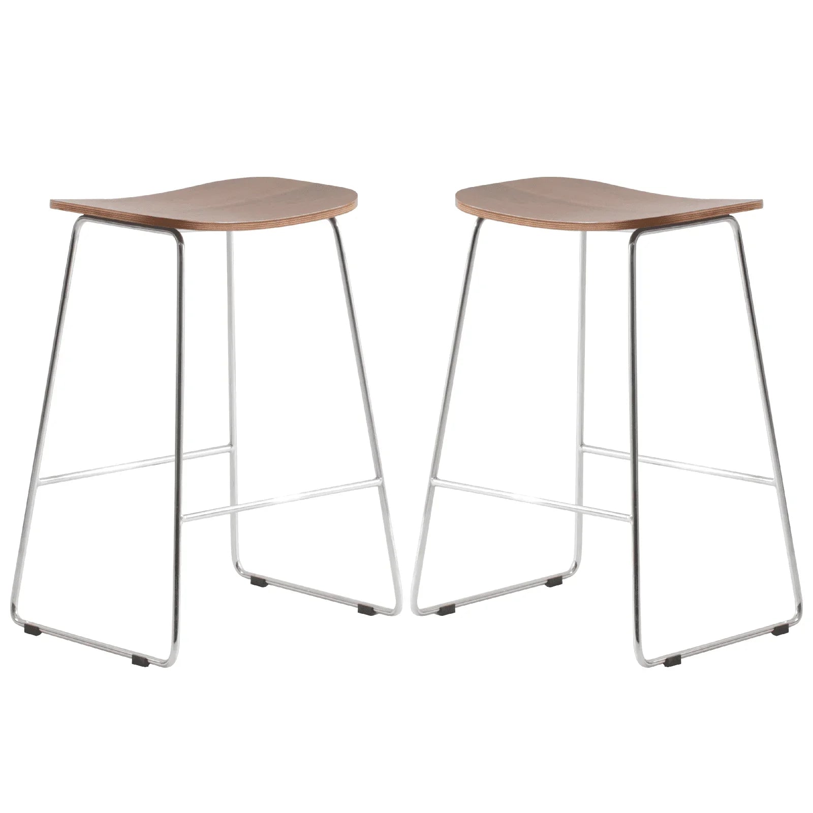 Melrose Modern Wood Counter Stool With Chrome Frame Set of 2 - Elax Furniture
