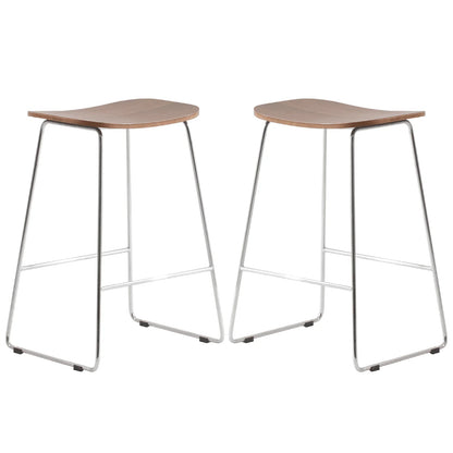 Melrose Modern Wood Counter Stool With Chrome Frame Set of 2 - Elax Furniture