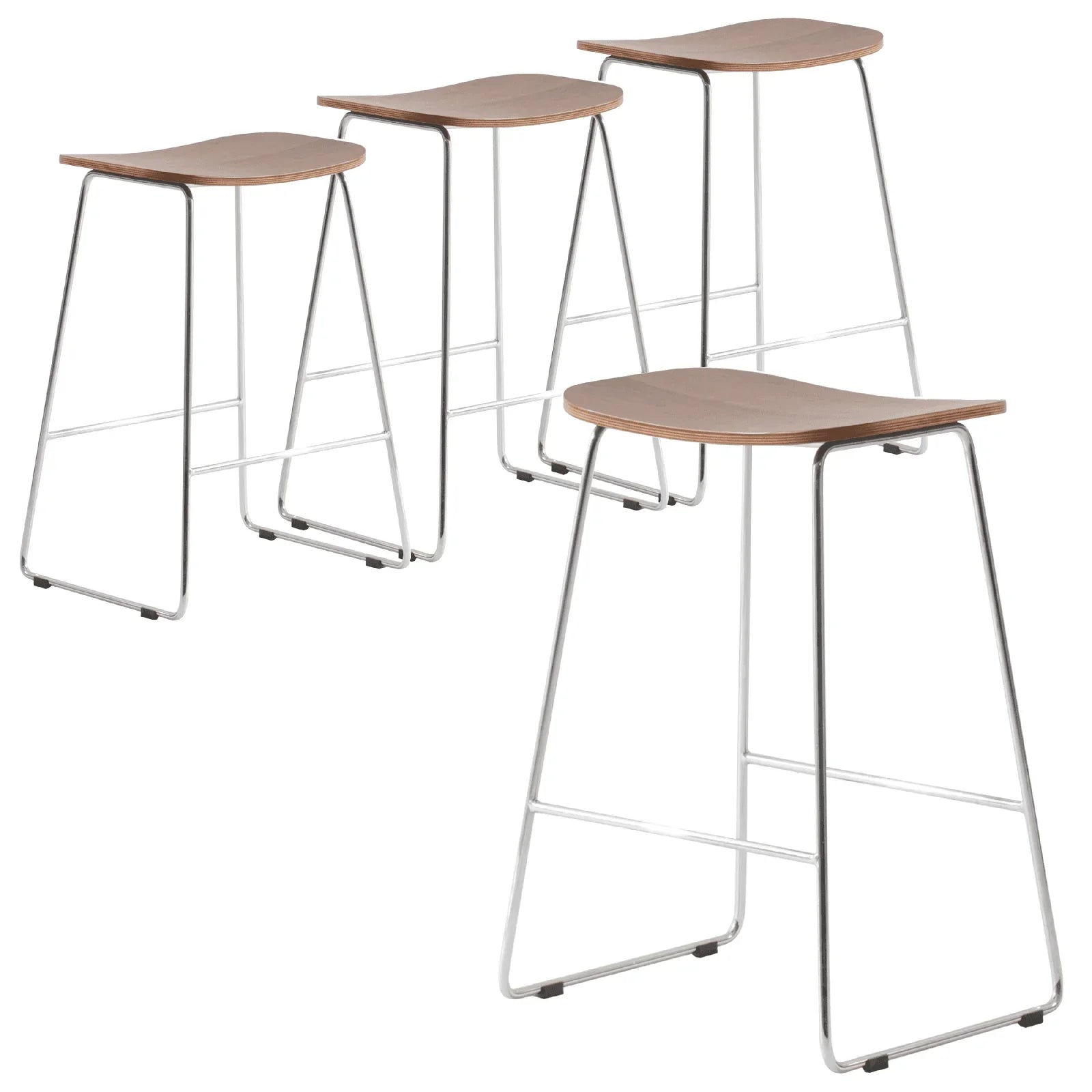 Melrose Modern Wood Counter Stool With Chrome Frame Set of 4 - Elax Furniture