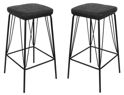Millard Leather Bar Stool With Metal Frame Set of 2 - Elax Furniture