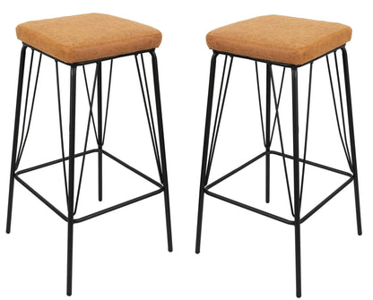 Millard Leather Bar Stool With Metal Frame Set of 2 - Elax Furniture