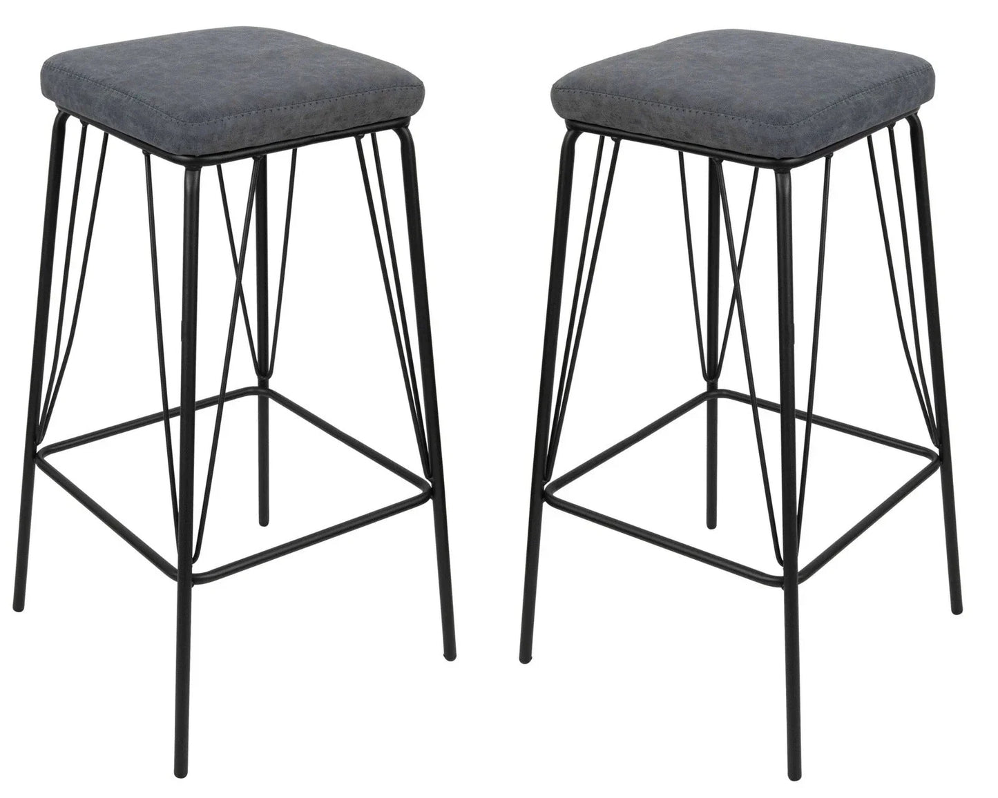 Millard Leather Bar Stool With Metal Frame Set of 2 - Elax Furniture