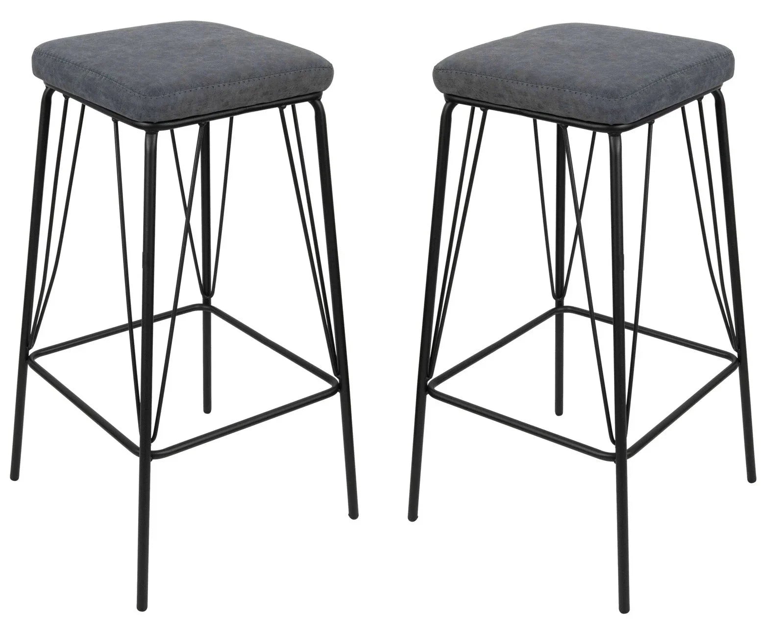 Millard Leather Bar Stool With Metal Frame Set of 2 - Elax Furniture
