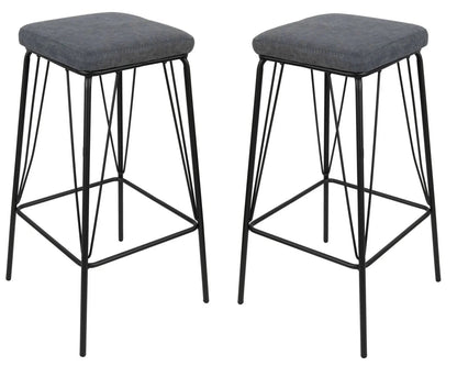 Millard Leather Bar Stool With Metal Frame Set of 2 - Elax Furniture
