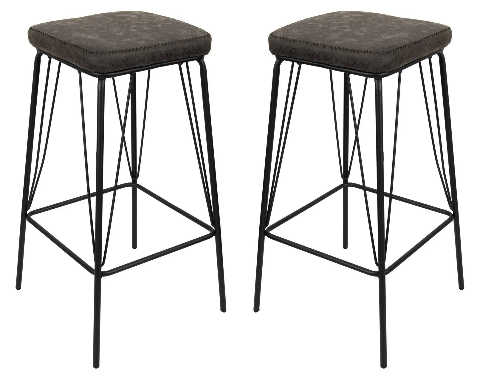 Millard Leather Bar Stool With Metal Frame Set of 2 - Elax Furniture