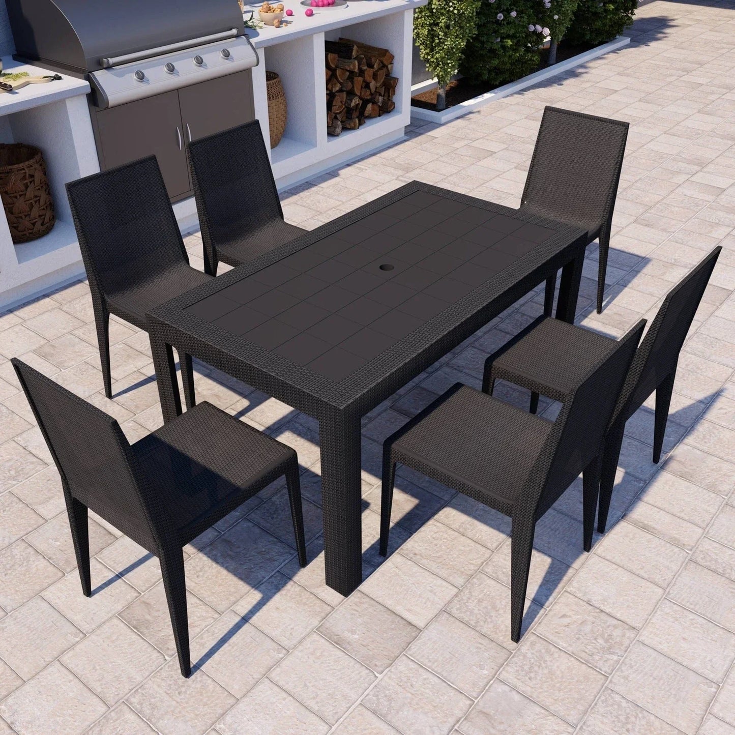 Mace Mid-Century 7-Piece Outdoor Dining Set - Elax Furniture
