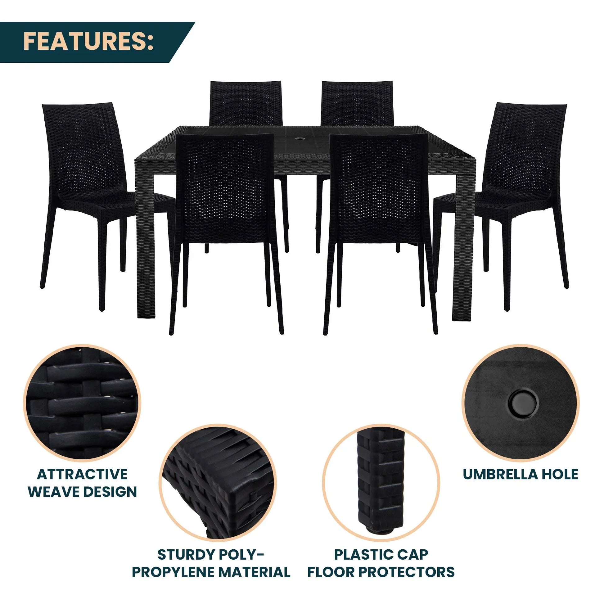 Mace Mid-Century 7-Piece Outdoor Dining Set - Elax Furniture