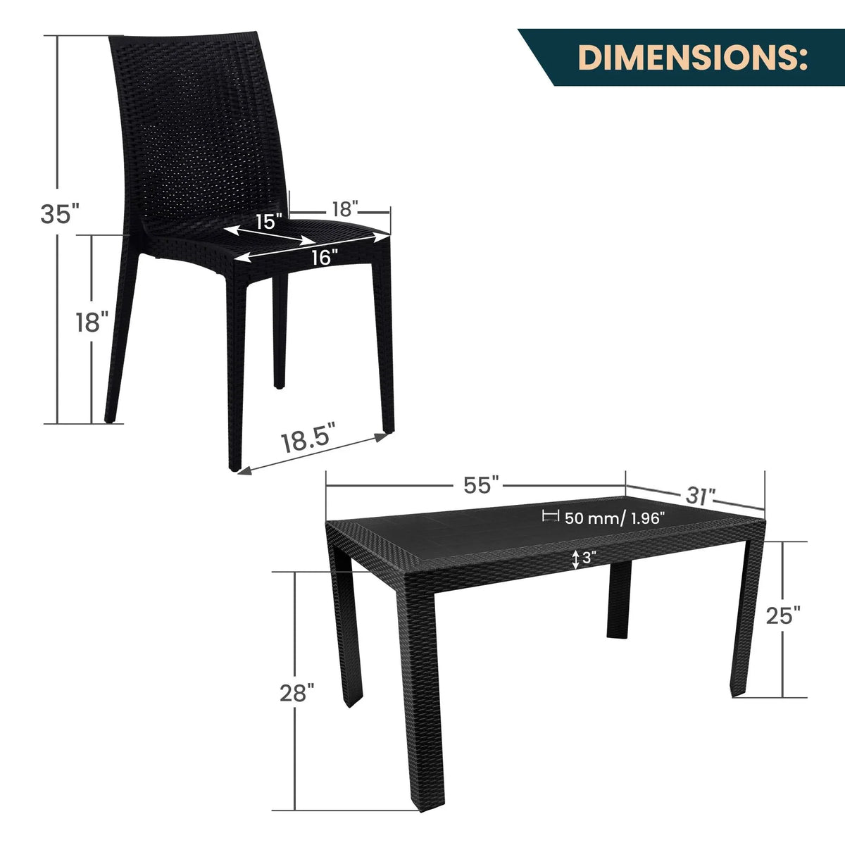 Mace Mid-Century 7-Piece Outdoor Dining Set - Elax Furniture