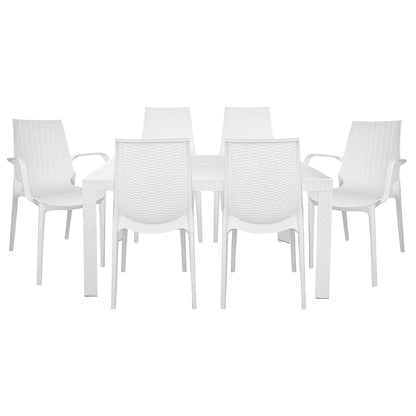 Kent Mid-Century 7-Piece Outdoor Dining Set: 4 Side Chairs & 2 Armchairs - Elax Furniture