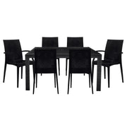 Mace Mid-Century 7-Piece Outdoor Dining Set: 4 Side Chairs & 2 Armchairs - Elax Furniture